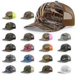 Richardson 112P Camo Trucker Hat Adjustable Snapback Closure Cap