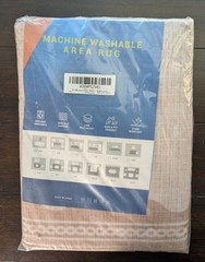 Scalloped Area Rug Machine Washable Non-Slip 2’x3′ Pink Beige White