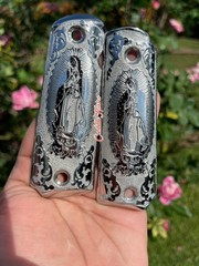 1911 Stainless Steel Grips Hand Made VIRGIN MARY Art !!