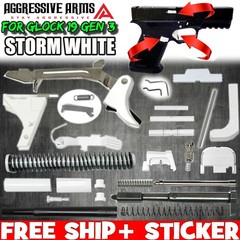 AGGRESSIVE ARMS WHITE UPPER LOWER Slide Parts Kit for GLOCK 19 GEN 1 2 3 UPK LPK