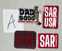 SAR MORALE PATCH STICKER BUNDLE TACTICAL FIREARMS USA DAD BODS 2025 GA GUN SHOW