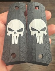 Full Size 1911 Punisher Grips Black & White Grips