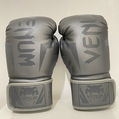 Venum Elite Muay Thai Boxing Gloves 12oz – Grey/Grey – Handmade in Thailand