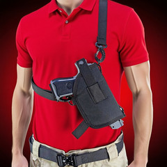 Tactical Sling Shoulder Handgun Holster for Right/Left Hand Fits Laser or Light