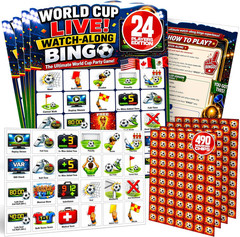 World Cup Watch-Along Bingo Game 24 Players � Soccer Party Game – Live Match Bin