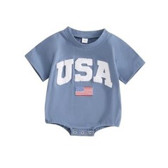 4th of July Baby Boy Girl Outfit Newborn Bubble Romper 0-3 Months Blue