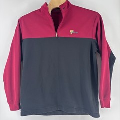 Nike Golf Pullover Mens XL Burgundy Black Presidents Cup 1/4 Zip Therma-FIT Logo