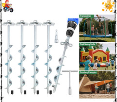 Ciyivak Ground Anchors Screw In 4 Pack Spiral Tent Stakes Heavy Duty Drill