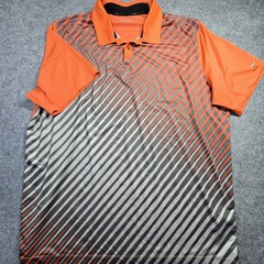Nike Shirts Men XXL Tour Performance Dri-FIT Diagonal Stripe Orange Polo 073