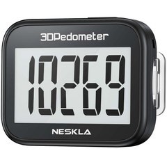 NESKLA 838 3D Pedometer for Walking, Simple Step 1.93″ x 0.9″ x 1.57″, Black