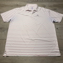 Rhoback Men XXL Performance Polo Shirt Red White Striped USA Flag Golf Short Slv