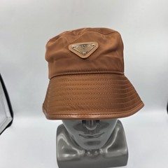 New Fashion Triangle Logo Bucket Hat Unisex Size M Brown