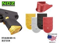 for Glock 26 27 33 39 Gen 1-5 Magazine Base Plate Finger Extension Aluminum Cut