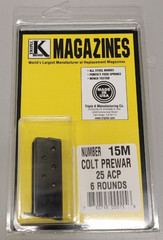 Magazine 15m for Colt 1908 Hammerless Vest Pocket Prewar 25 ACP clip 6 Rd Blued