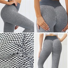 Women’s Grid Yoga Pants Breathable Sport Gym Fitness Push Up High Waist Leggings
