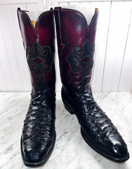Lucchese Classic Men’s Black Genuine Full Quill Ostrich Cowboy Boots Sz 12AA