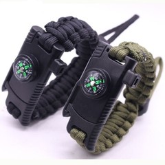 6 in 1 Adjustable Paracord Emergency Bracelet Fire Starter, Compass, USA Shipper