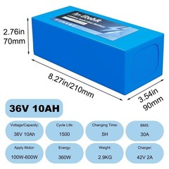 36V 48V Lithium li-ion ebike Battery For 0W~1500W Electric Bicycles Bike BMS