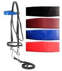 Walking Horse Bridle – Full Size – Black or Brown Leather – Black – Blue – Red