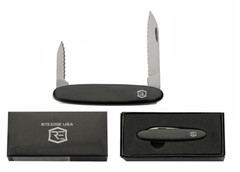 Swiss Type Gentleman’s Excelsior Serrated Blade Pocket Knife – Black – NEW