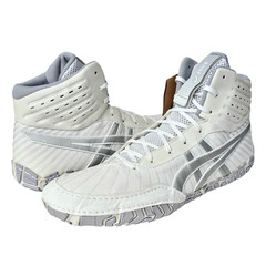 Asics (Men’s 12.5) Agressor 4 Wrestling Shoes White/Pure Silver