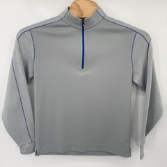 FootJoy Pullover Mens M Gray 25061 Quarter Zip Contrast Stitch Golf Activewear