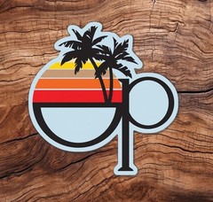 OP Ocean Pacific Retro Palm Stripe Die Cut Sticker Waterproof Decal 4″ or 6″