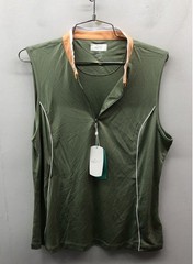 Greg Norman Women’s Sleeveless Golf Polo Green Quarter Zip ML75 PlayDry L NWT