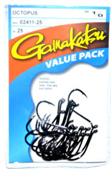 Gamakatsu Octopus Hooks size 1/0 25 per pack 02411-25 value pack NSB Black