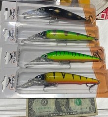 4 ct. RAPTOR River Minnow 7.5″ crankbait musky lures muskie bass walleye baits