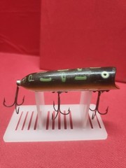 Vintage Heddon Lucky 13 Fishing Lure «Green / White W Frog Spt» Plastic 4 Inch !