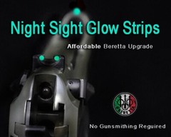 NIGHT SIGHT GLOW STRIPS for Beretta 92 FS & All Guns with Fixed Sights FREE S&H
