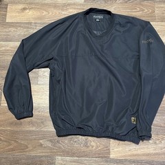 FootJoy Windshirt Golf Pullover Mens Large Black V-Neck Gold Logo Zipper Pockets
