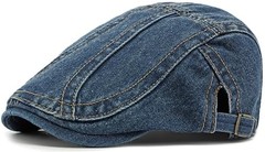 Men Denim Newsboy Flat Cap Ivy Driving Gatsby Cabbie Hat One Size B – Dark Blue
