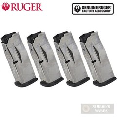 FOUR Ruger MAX-9 9mm 10 Round MAGAZINES Flush + Extended Floorplates 90714