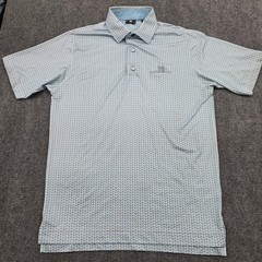 FootJoy Mens All Over Blue Leaf Print Golf Polo Shirt Woodcreek Golf FJ Logo – S