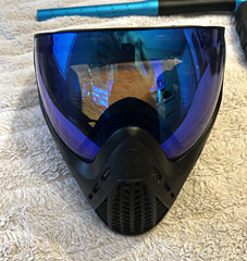 Vio Paintball Full Face Mask, Black w/ Blue Mirror Lens and 2000 paintballs