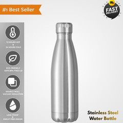 17oz Stainless Steel Water Bottles, Reusable Metal Sports Water Bottle Ke