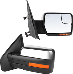 2004-2014 F-150 Towing Mirrors Chrome Pair Power Heated–Compatible Replacement