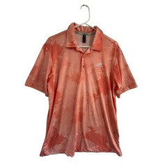 Adidas Golf Polo Shirt Mens Medium Coral Pattern Short Sleeve Athletic Casual