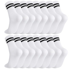 Jspupifip 8 Pair Striped Athletic Crew Socks Running One Size, Black Stripes