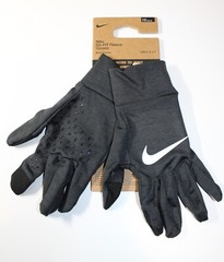 NWT Nike Dri-FIT Fleece Men’s Small/Medium Running Gloves Black Swoosh Logo