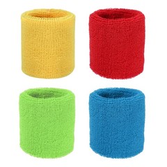 Wristbands Sweatbands 3x3In 4 Pack Scarlet/Yellow/Light Green/Blue