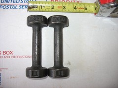 VINTAGE YORK BARBELL, 1LBS. SET OF DUMBBELLS, ALL ORIGINAL, USED, VALUE:$??????