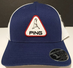 NEW PING Adjustable Snapback Hat with Mr. PING Patch Navy & White New w/ Tags