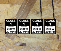 Ebike E-Bike Vinyl Decals Stickers Class Bike Frame – Set of 4 – Made in USA
