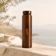 Pure Copper Water Bottle Shiva Design 28oz Antique Finish Spiritual Gift India
