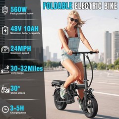 Foldable Electric Bike Adults 560W 32Miles Commuter City Ebike UL 2849 Certified