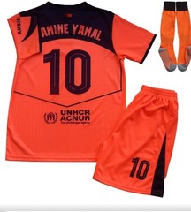 Barca #10 Lamine Yamal 25/26 Third Little Boys (4-5) Soccer Jersey Socks Set