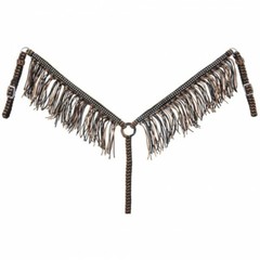 Tough 1 Brown/Tan/Black Braided Cord Breast Collar w/Crystals + Fringe 41-500